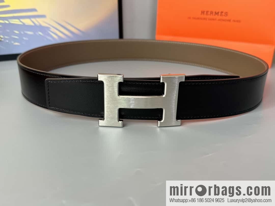 Hermes Togo Leather Double Sided Leather Belt 38mm