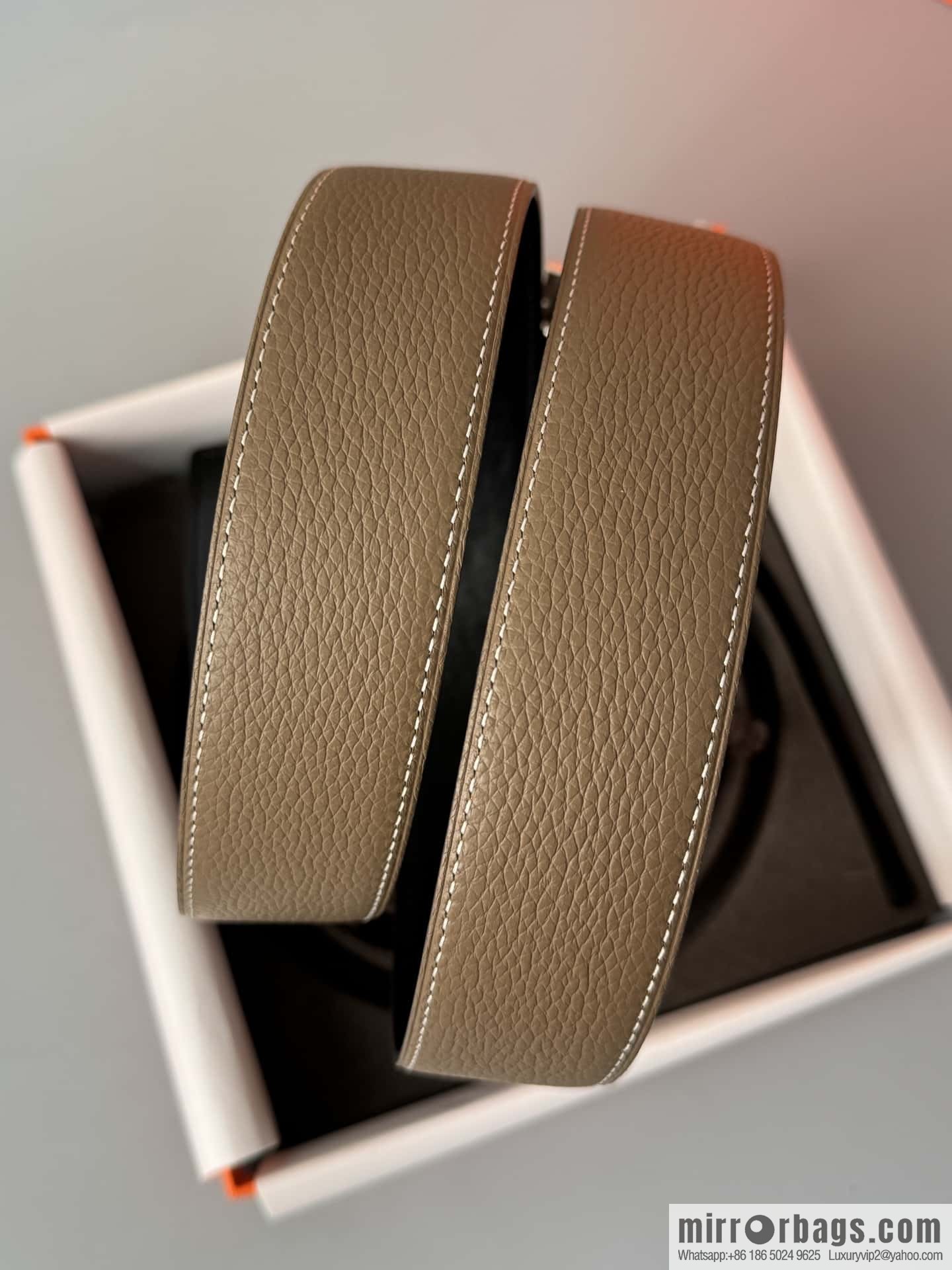 Hermes Togo Leather Double Sided Leather Belt 38mm