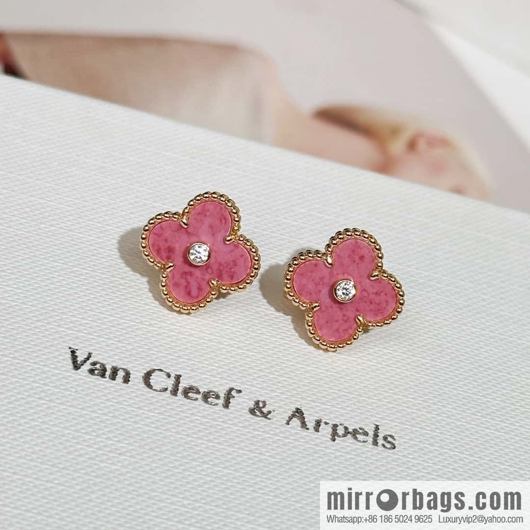 ❗️New ❗️ ☀️ Van Cleef & Arpels Natural Rose Graystone Earrings