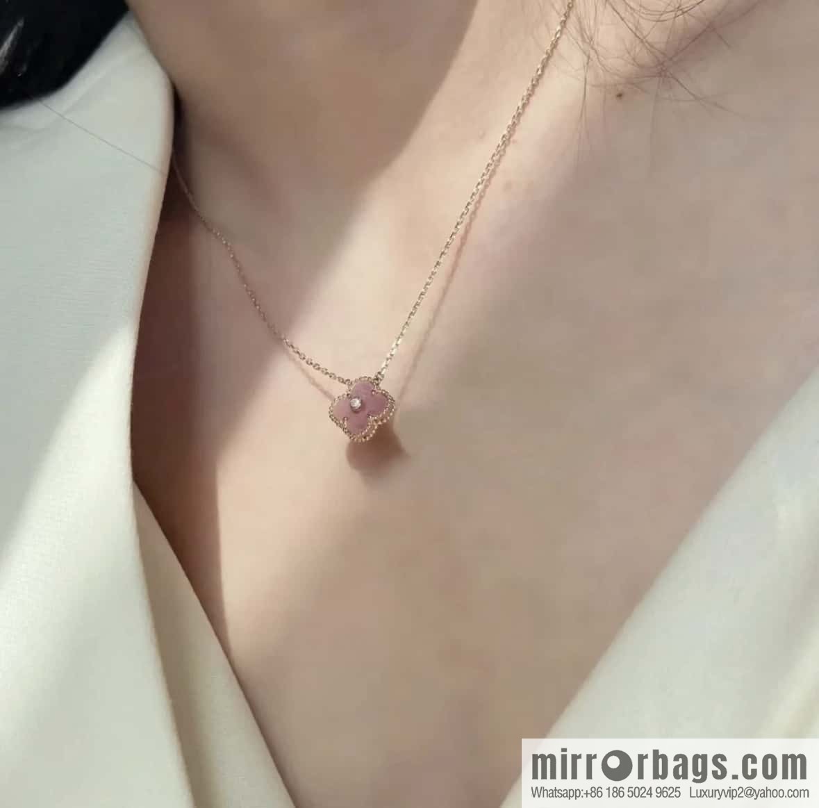 ❗️New ❗️ ☀️ Van Cleef & Arpels Natural Rose Greystone Necklace