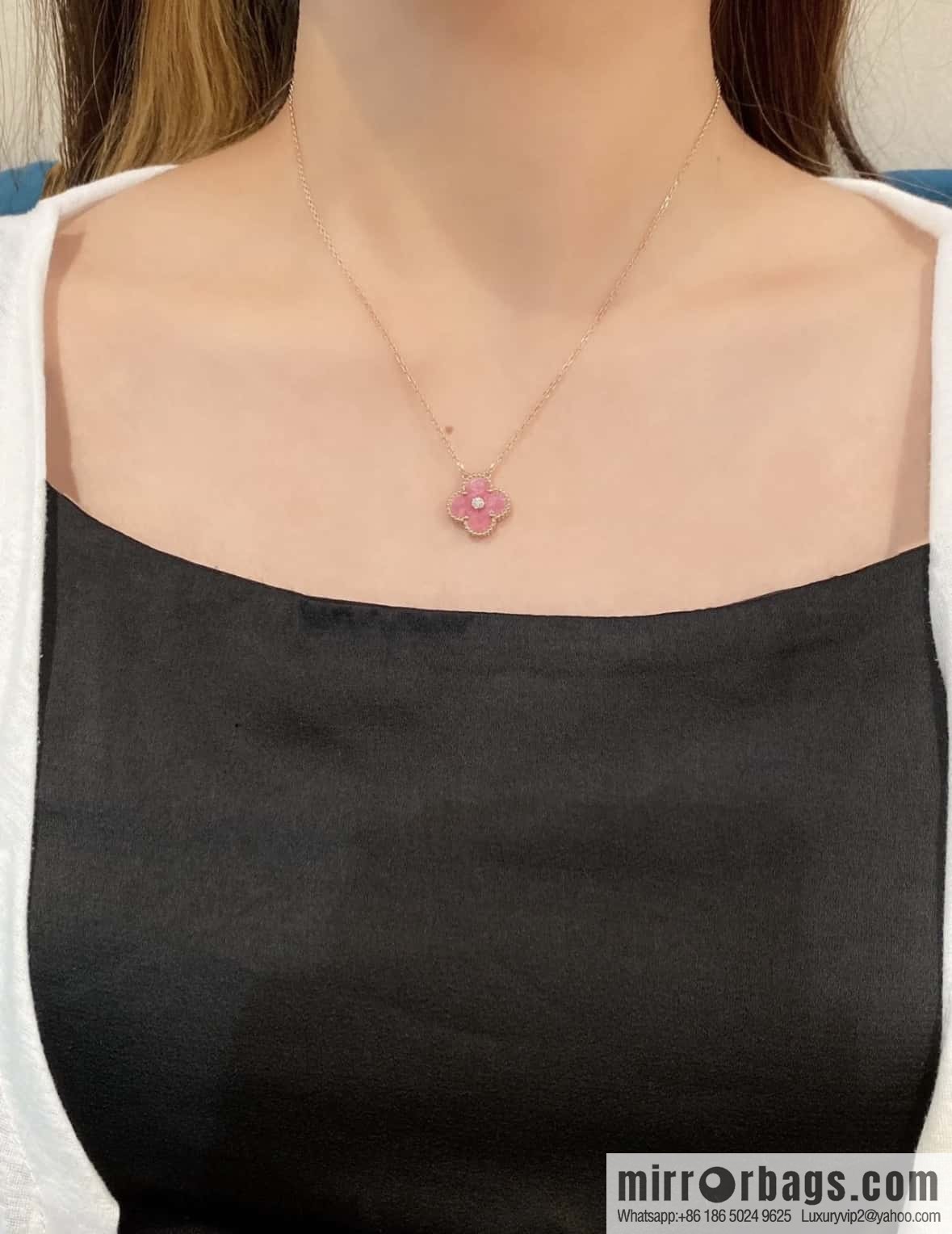 ❗️New ❗️ ☀️ Van Cleef & Arpels Natural Rose Greystone Necklace
