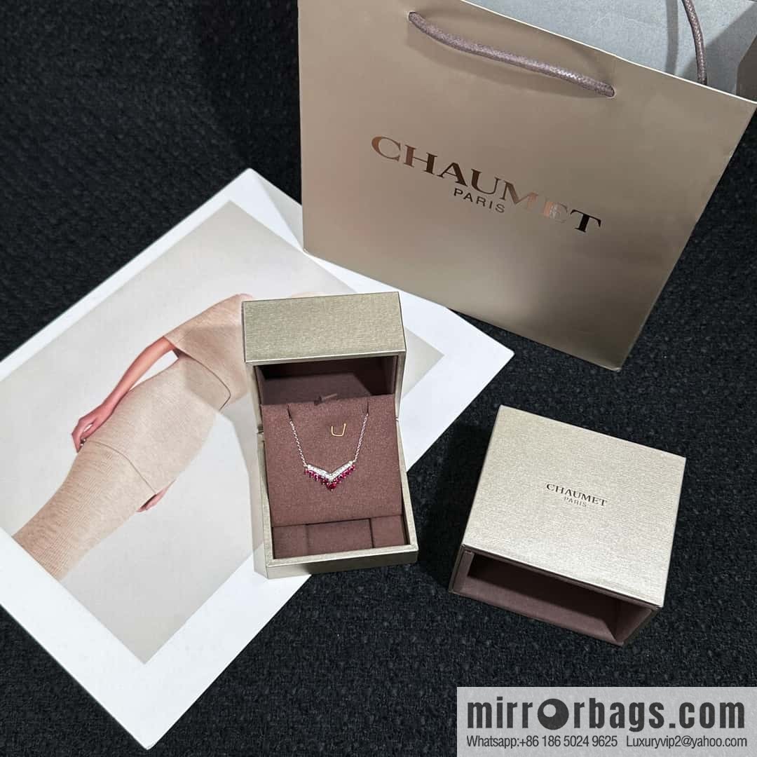 ❗️New ❗️ ☀️ CHAUMET JOS ÉPHINE AIGRETTE Queen Josephine series egret red diamond V-shaped necklace