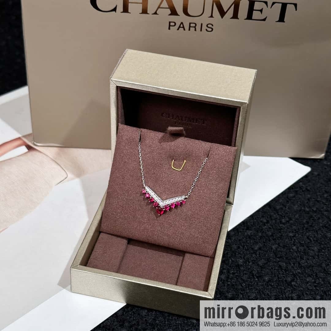❗️New ❗️ ☀️ CHAUMET JOS ÉPHINE AIGRETTE Queen Josephine series egret red diamond V-shaped necklace