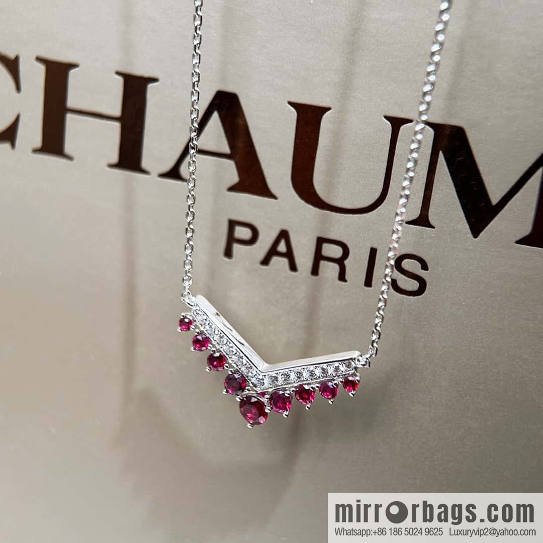 ❗️New ❗️ ☀️ CHAUMET JOS ÉPHINE AIGRETTE Queen Josephine series egret red diamond V-shaped necklace