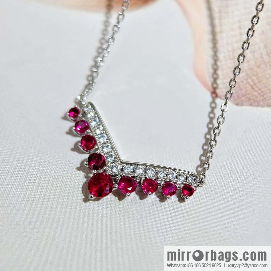 ❗️New ❗️ ☀️ CHAUMET JOS ÉPHINE AIGRETTE Queen Josephine series egret red diamond V-shaped necklace