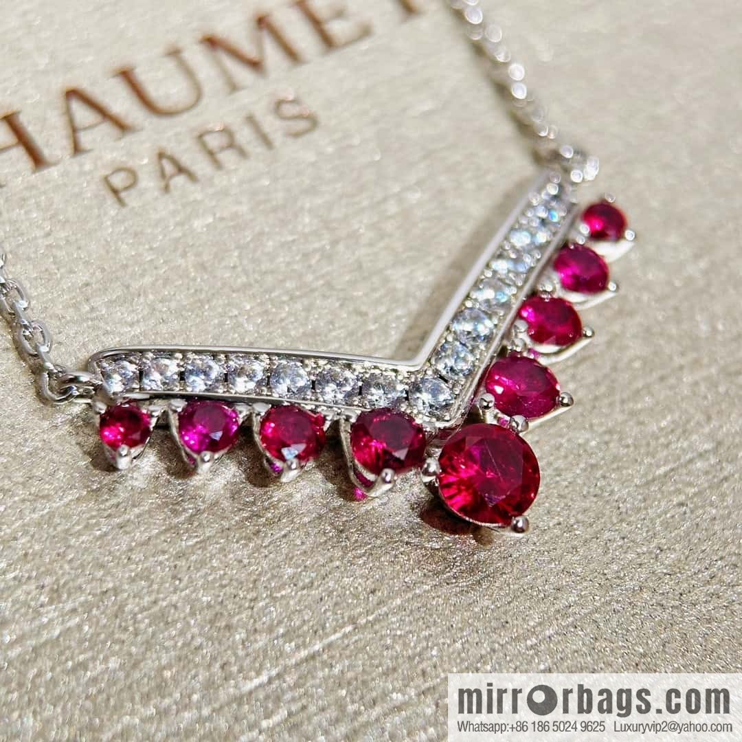 ❗️New ❗️ ☀️ CHAUMET JOS ÉPHINE AIGRETTE Queen Josephine series egret red diamond V-shaped necklace