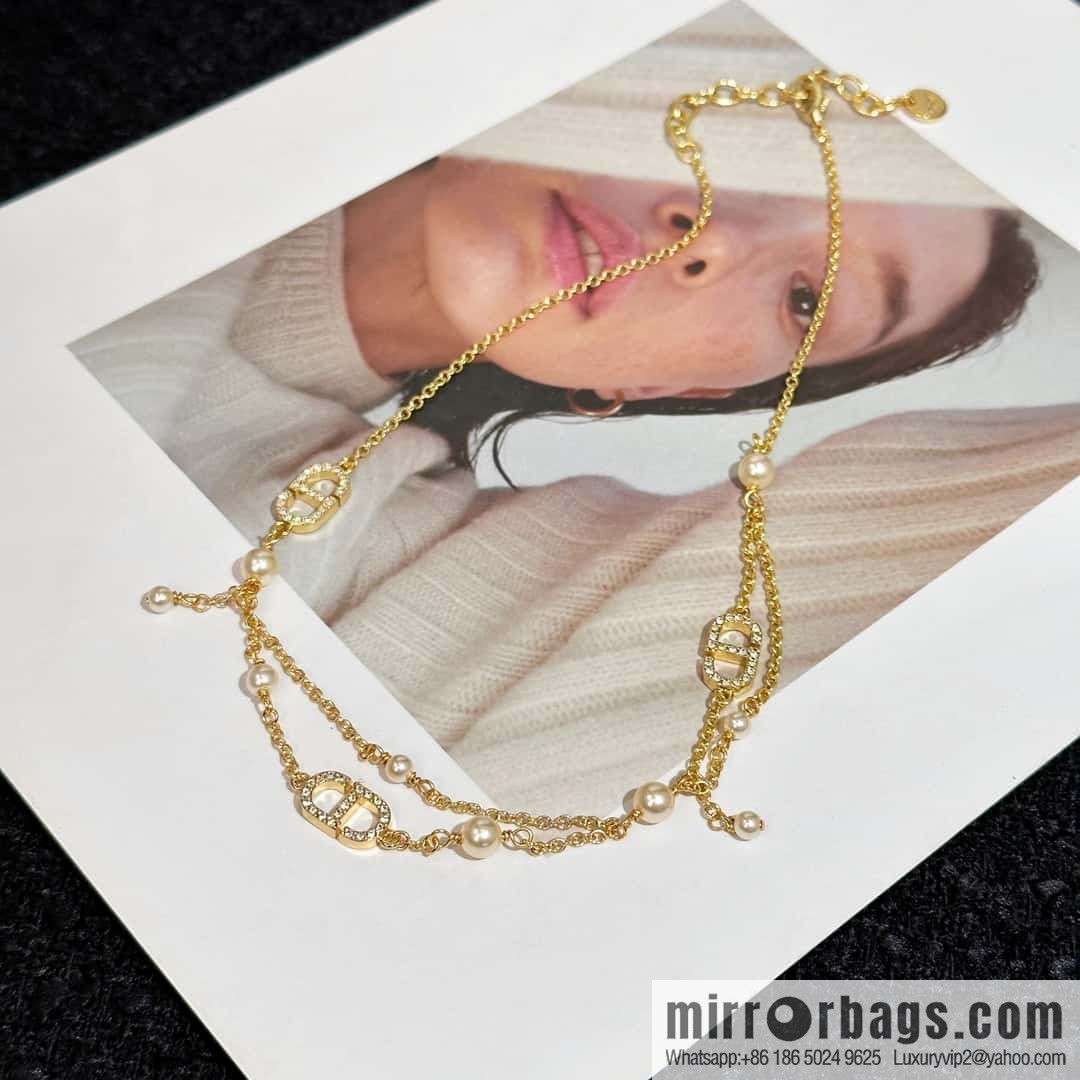 New ☑️ DIOR Dior Pearl CD Bracelet Necklace