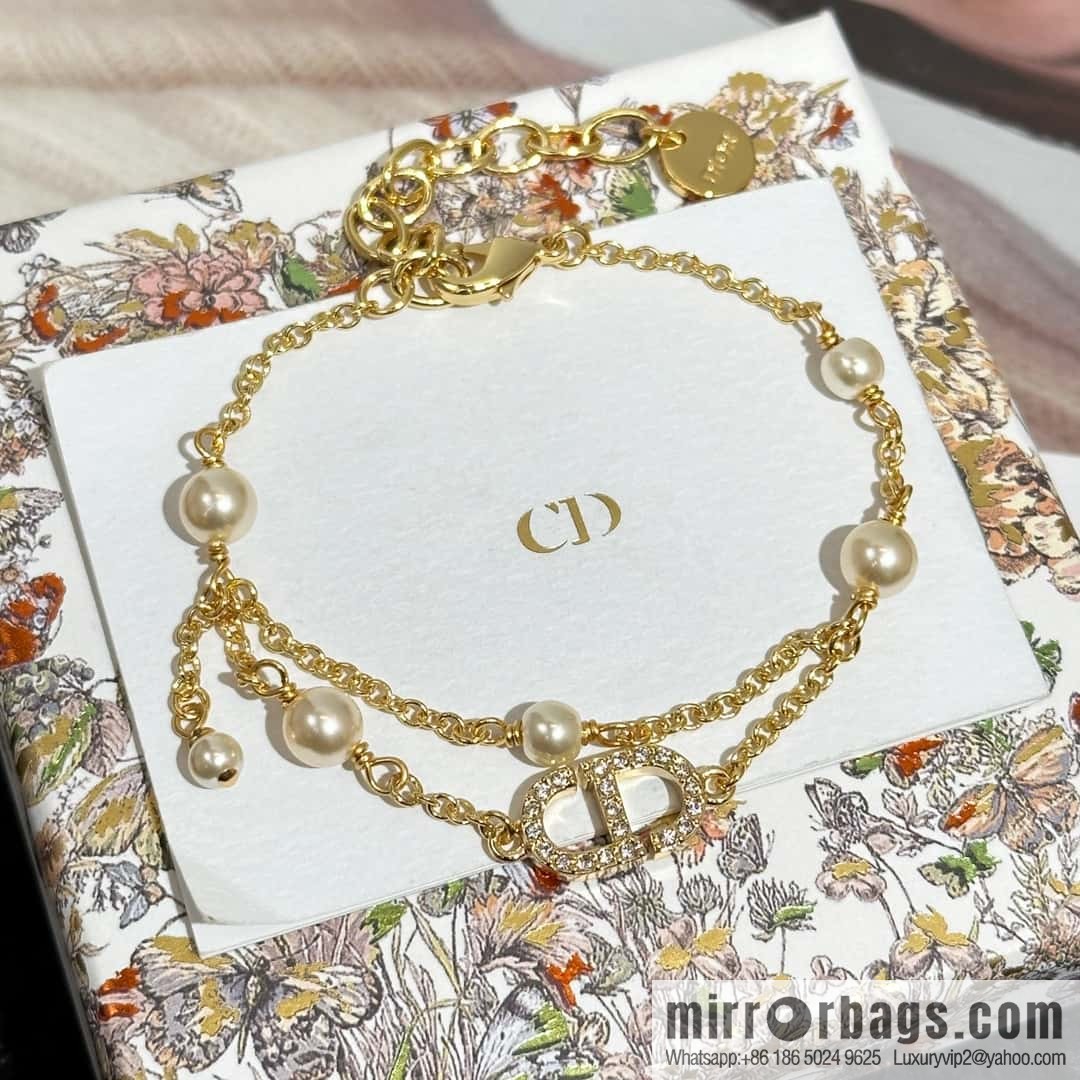 New ☑️ DIOR Dior Pearl CD Bracelet Necklace