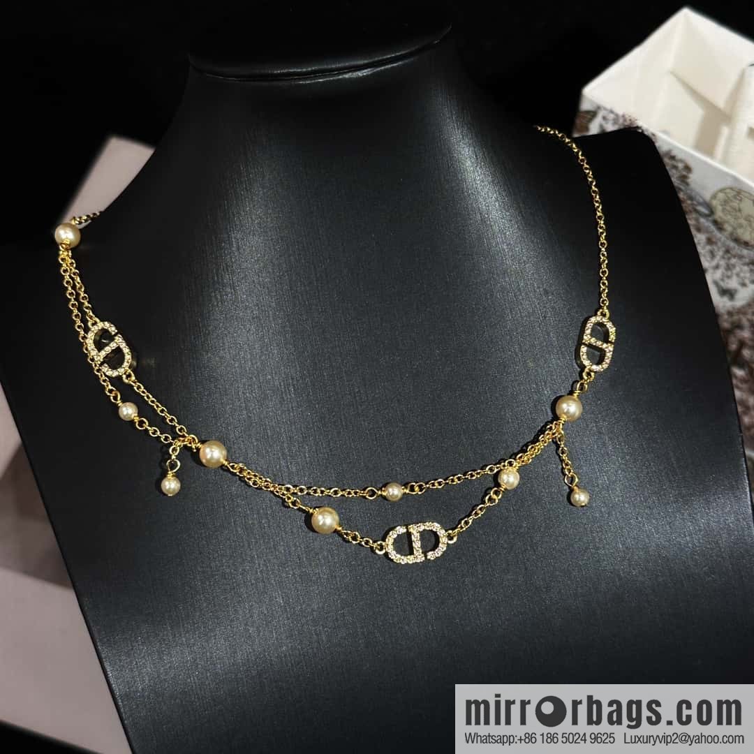 New ☑️ DIOR Dior Pearl CD Bracelet Necklace