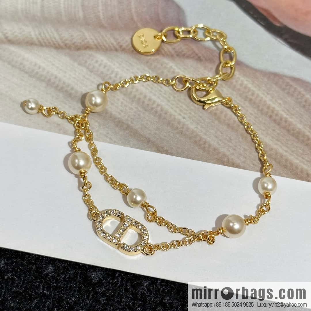 New ☑️ DIOR Dior Pearl CD Bracelet Necklace