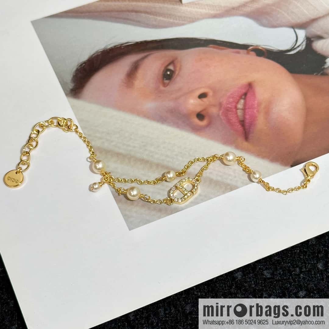 New ☑️ DIOR Dior Pearl CD Bracelet Necklace