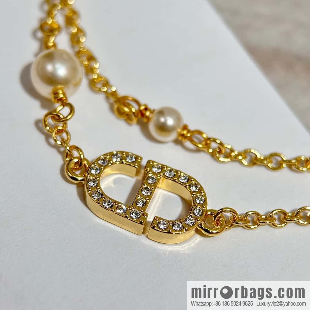 New ☑️ DIOR Dior Pearl CD Bracelet Necklace