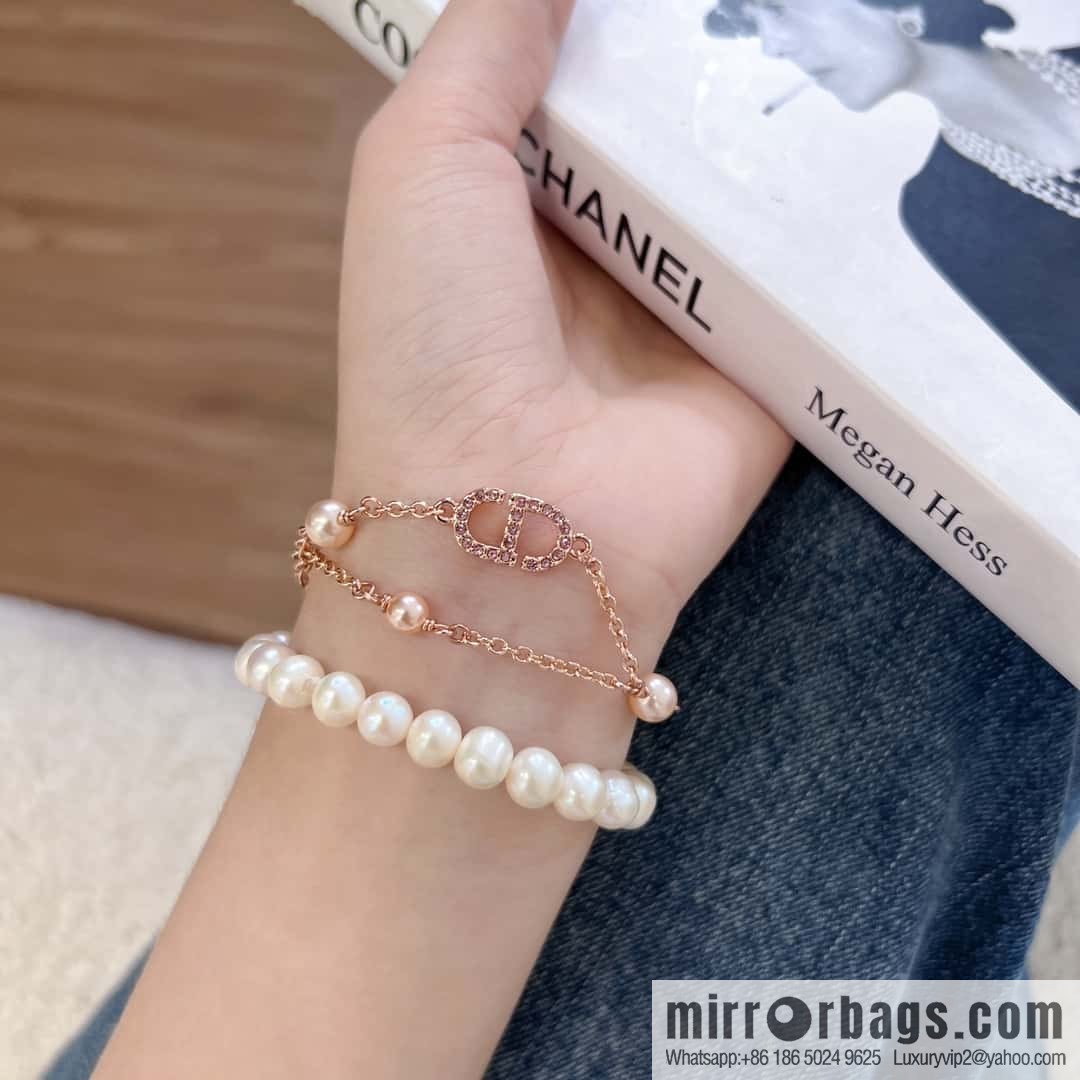 New ☑️ DIOR Dior Pearl CD Bracelet Necklace