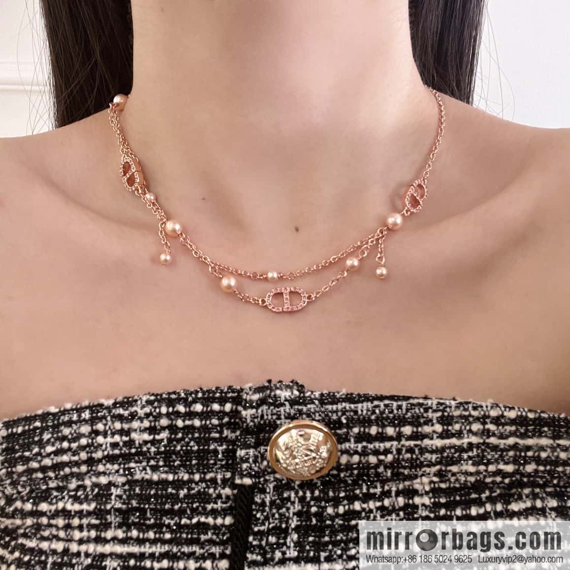 New ☑️ DIOR Dior Pearl CD Bracelet Necklace