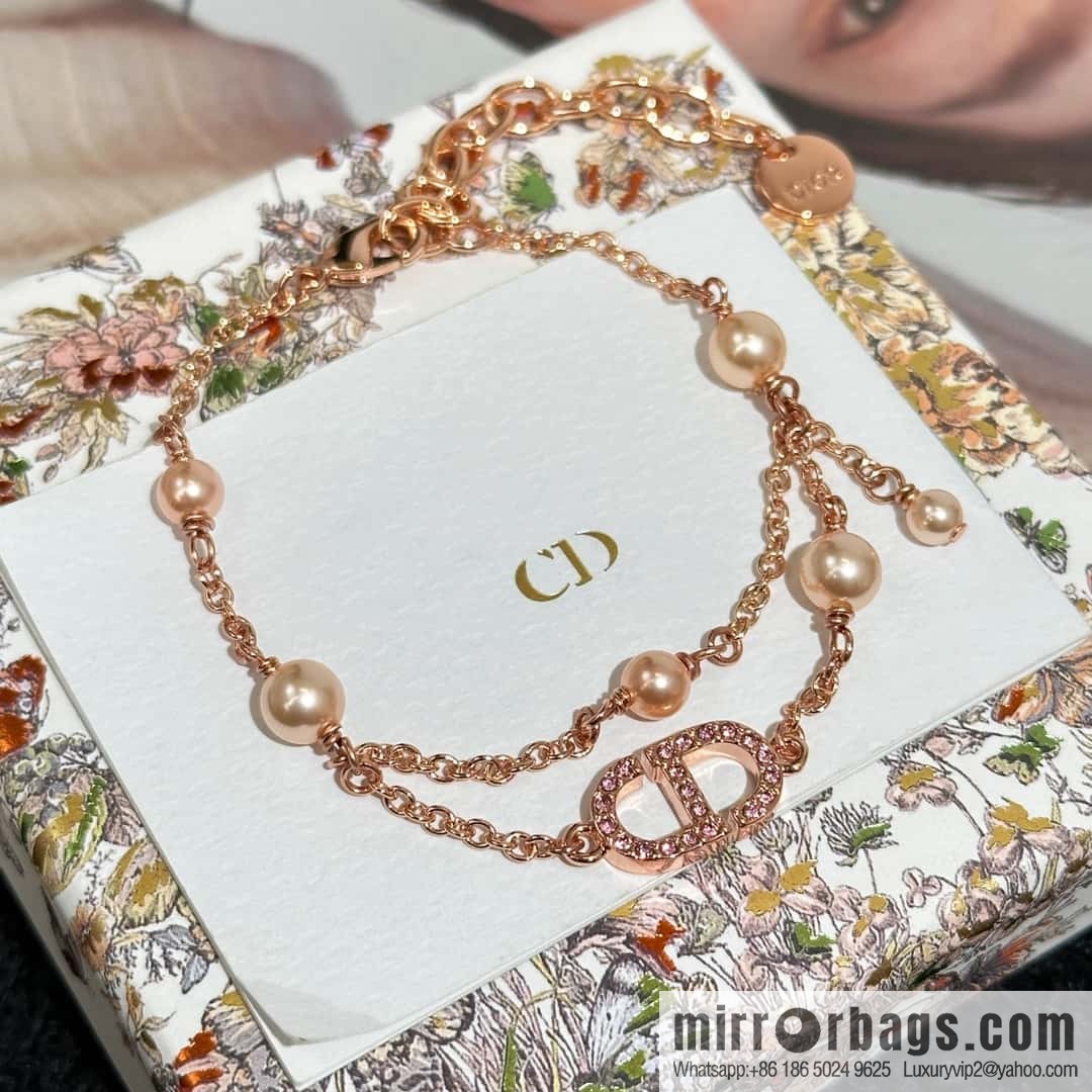 New ☑️ DIOR Dior Pearl CD Bracelet Necklace