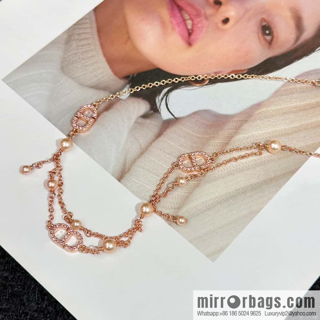 New ☑️ DIOR Dior Pearl CD Bracelet Necklace