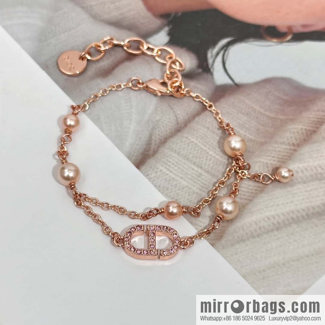 New ☑️ DIOR Dior Pearl CD Bracelet Necklace