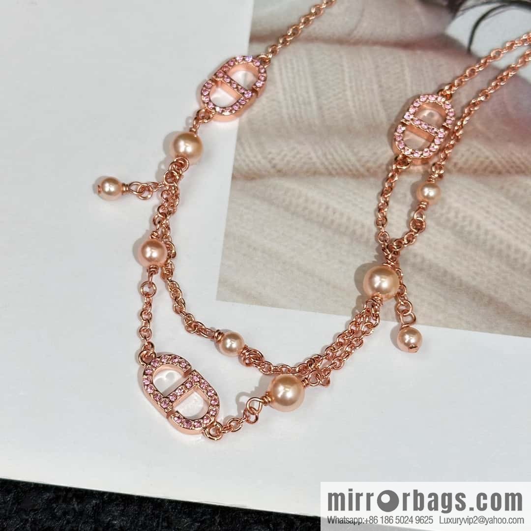 New ☑️ DIOR Dior Pearl CD Bracelet Necklace