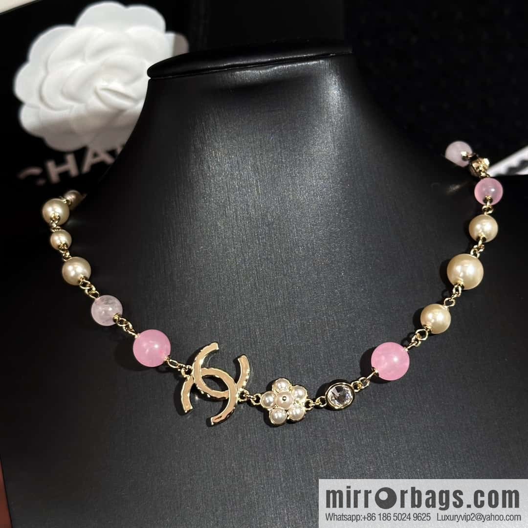 ❗️New ❗️ Chanel necklace ☀️ new ☑️ Chanel pink pearl double c necklace ☀️