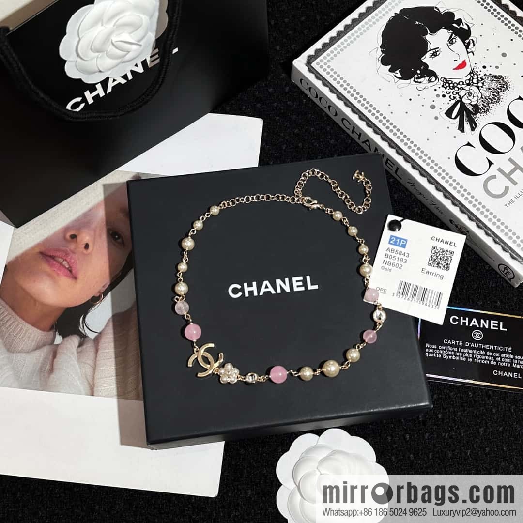 ❗️New ❗️ Chanel necklace ☀️ new ☑️ Chanel pink pearl double c necklace ☀️