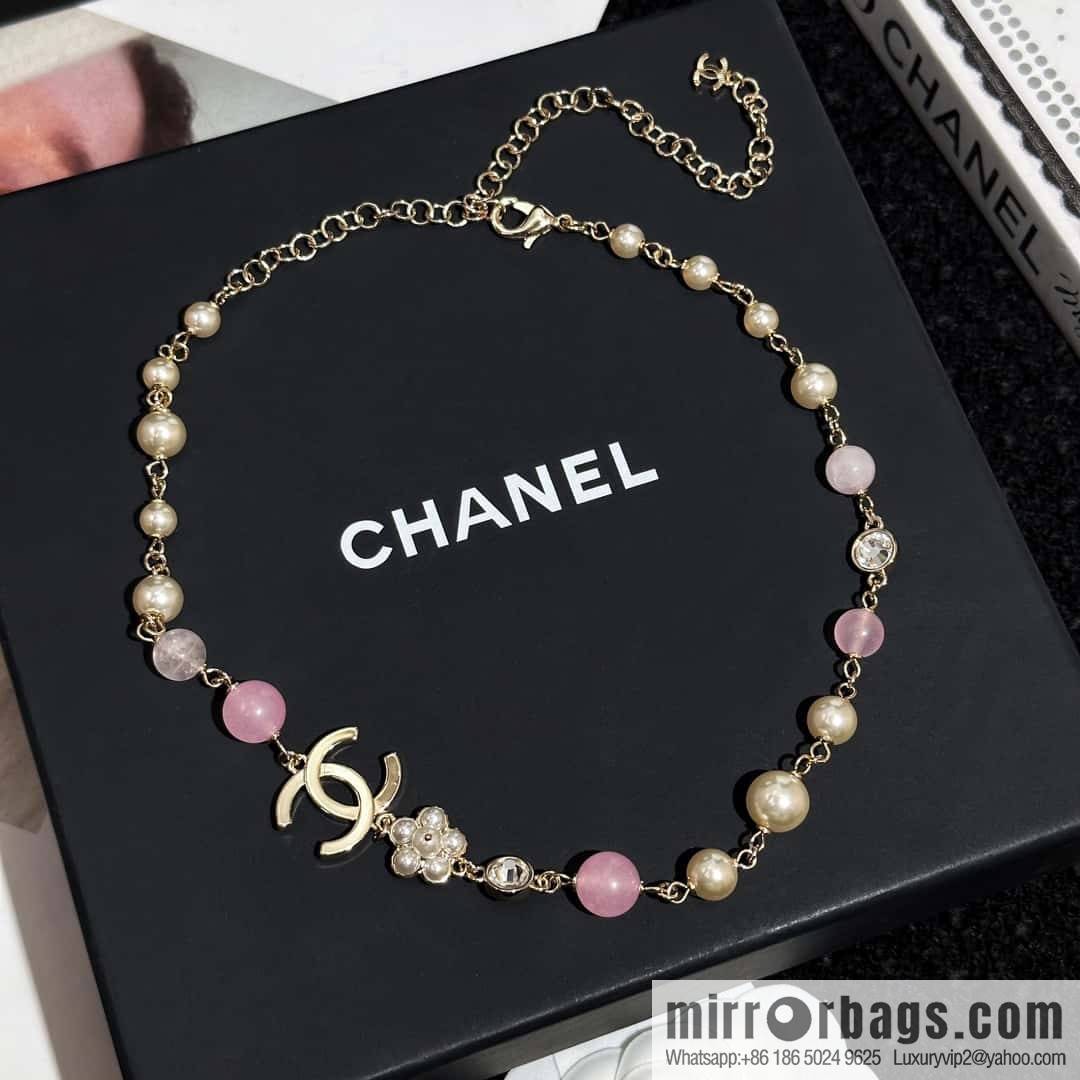 ❗️New ❗️ Chanel necklace ☀️ new ☑️ Chanel pink pearl double c necklace ☀️