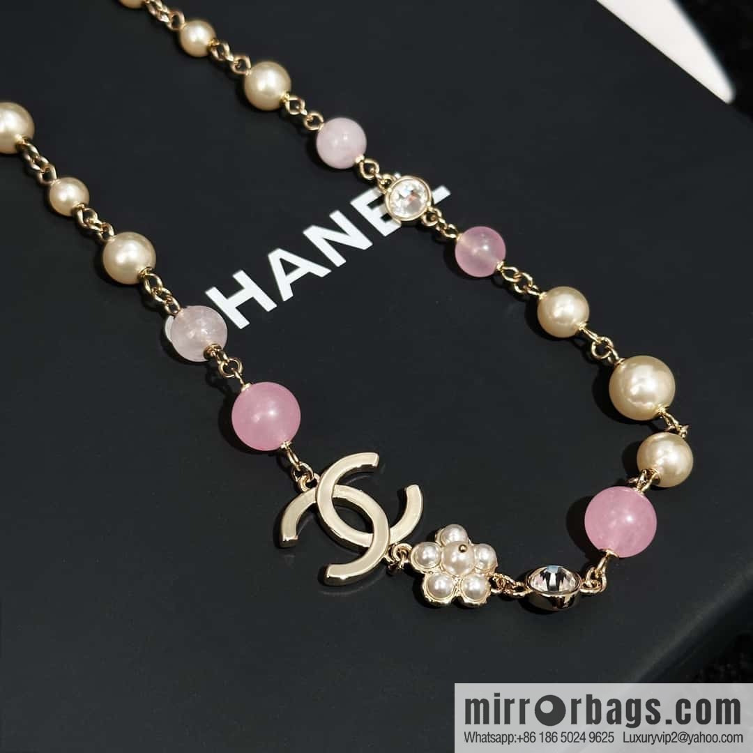 ❗️New ❗️ Chanel necklace ☀️ new ☑️ Chanel pink pearl double c necklace ☀️