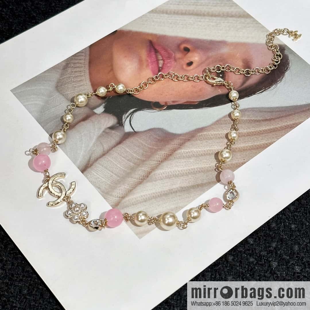 ❗️New ❗️ Chanel necklace ☀️ new ☑️ Chanel pink pearl double c necklace ☀️