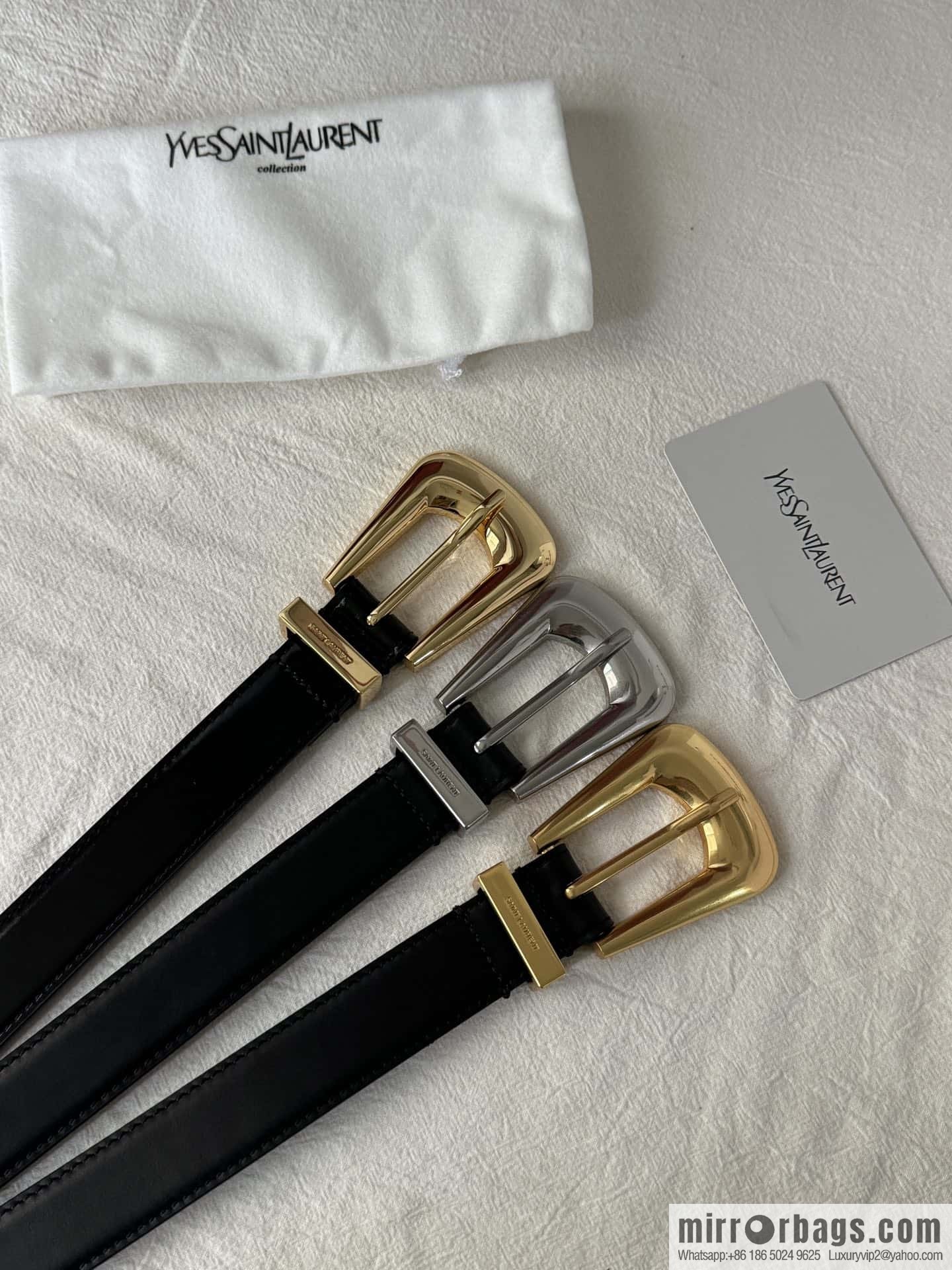 YSL's latest pin buckle triangular tail belt 2.5CM