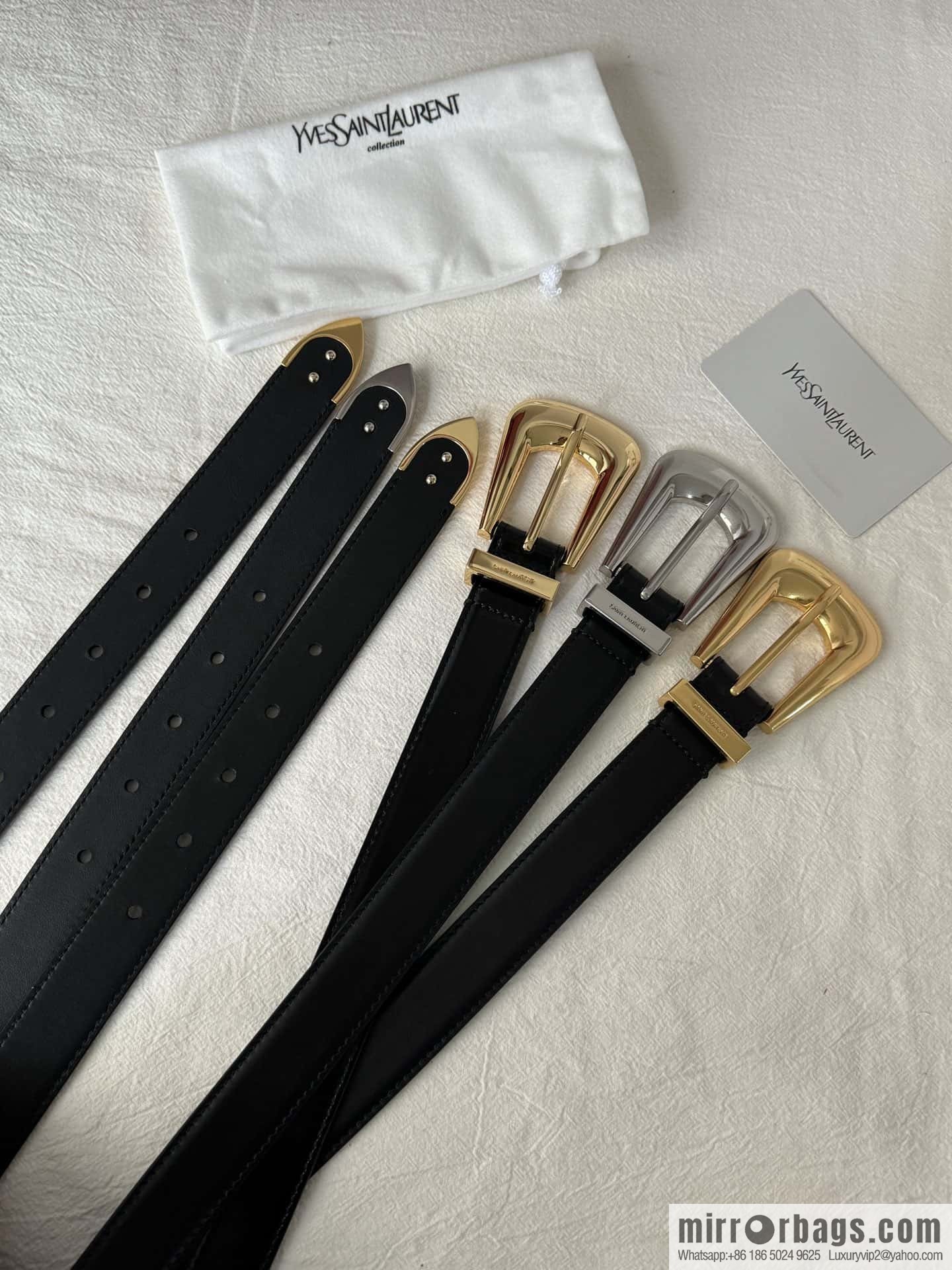 YSL's latest pin buckle triangular tail belt 2.5CM