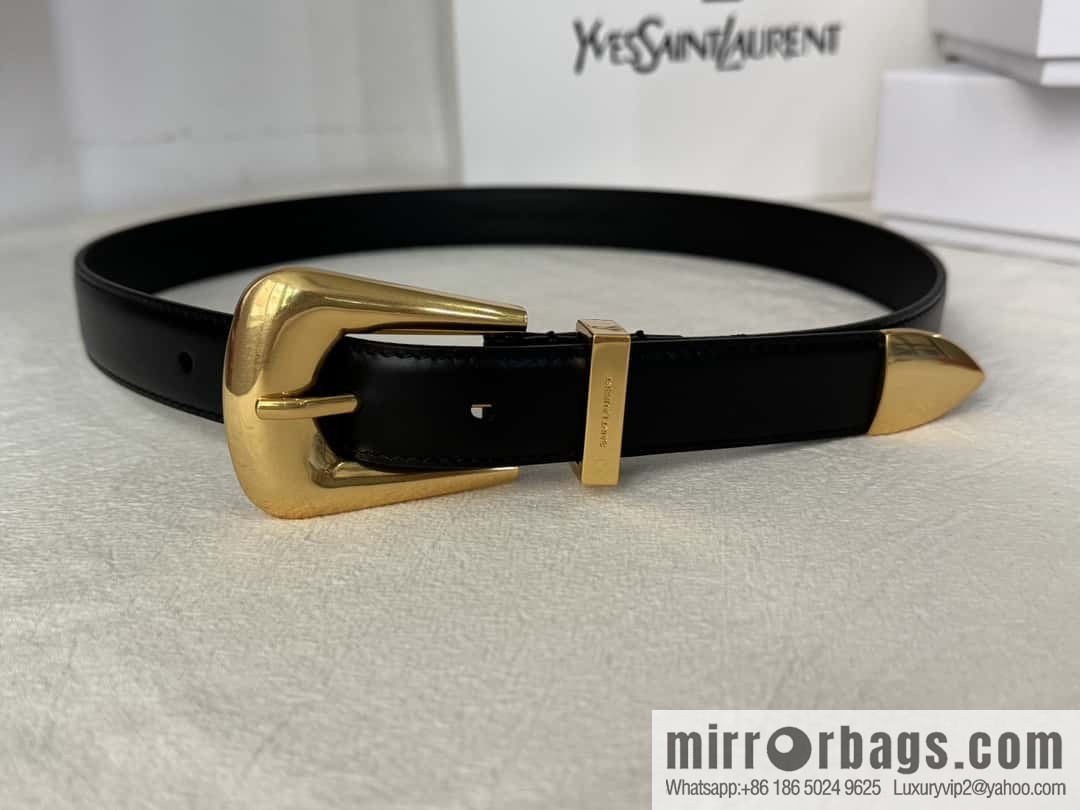 YSL's latest pin buckle triangular tail belt 2.5CM