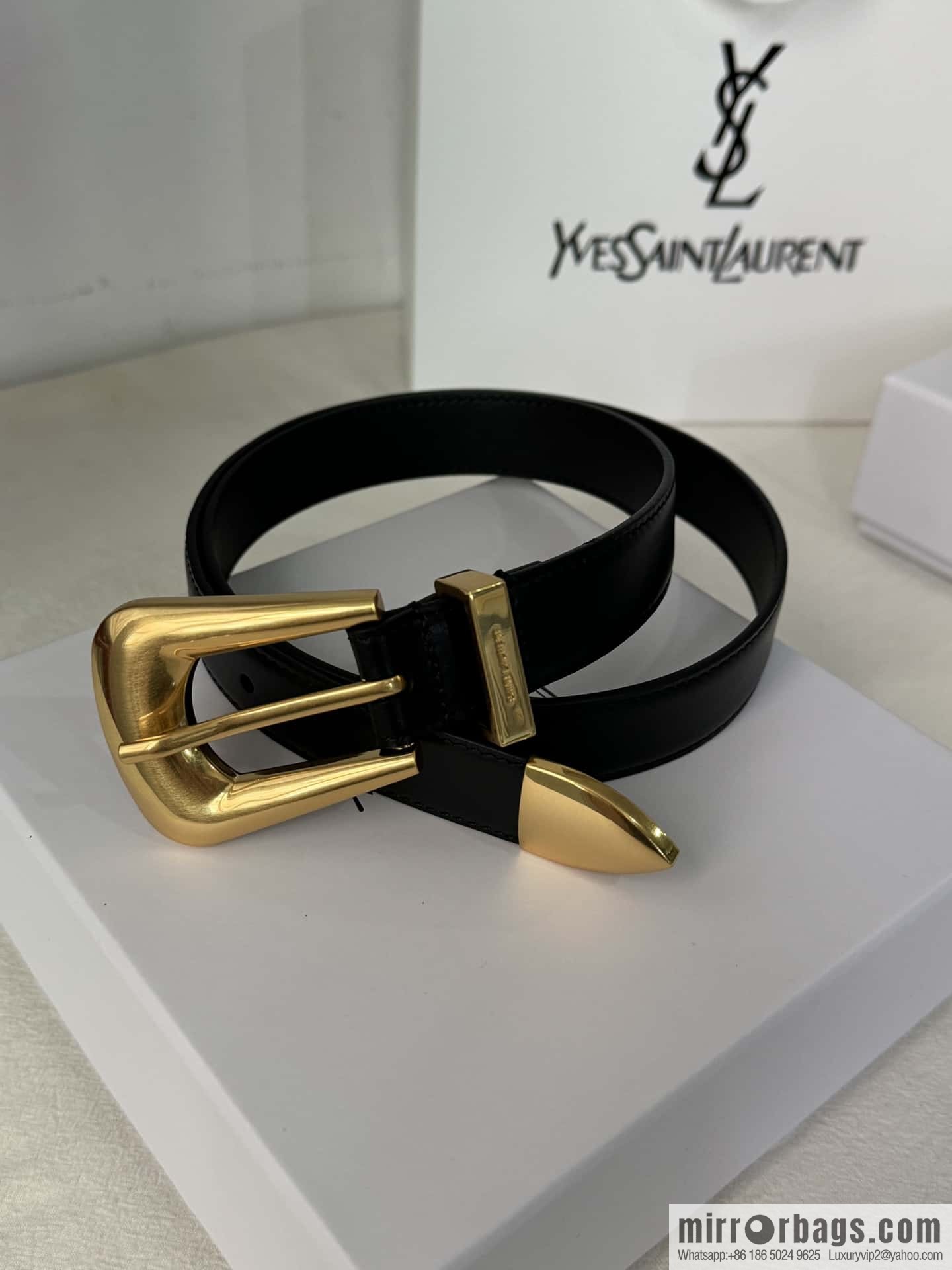 YSL's latest pin buckle triangular tail belt 2.5CM