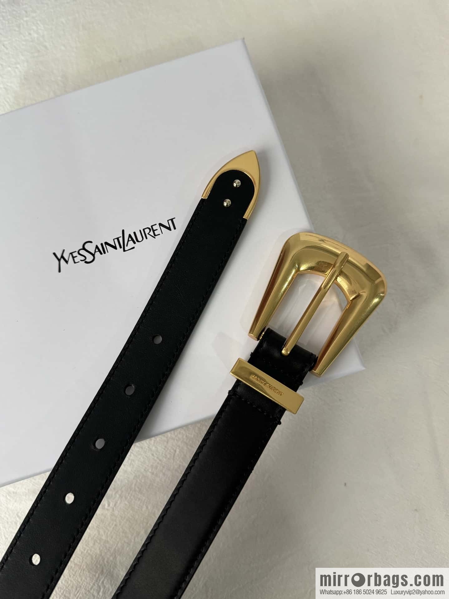 YSL's latest pin buckle triangular tail belt 2.5CM