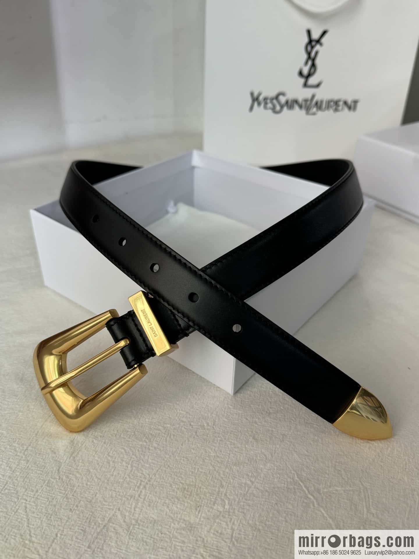 YSL's latest pin buckle triangular tail belt 2.5CM