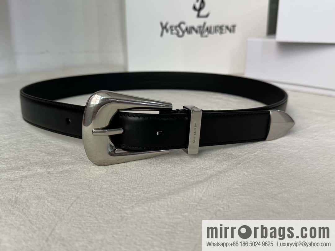 YSL's latest pin buckle triangular tail belt 2.5CM