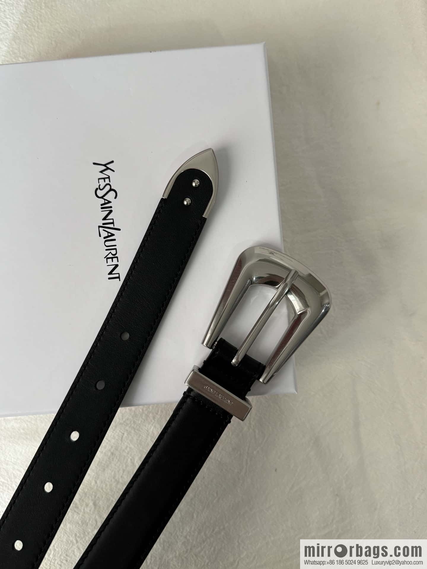 YSL's latest pin buckle triangular tail belt 2.5CM