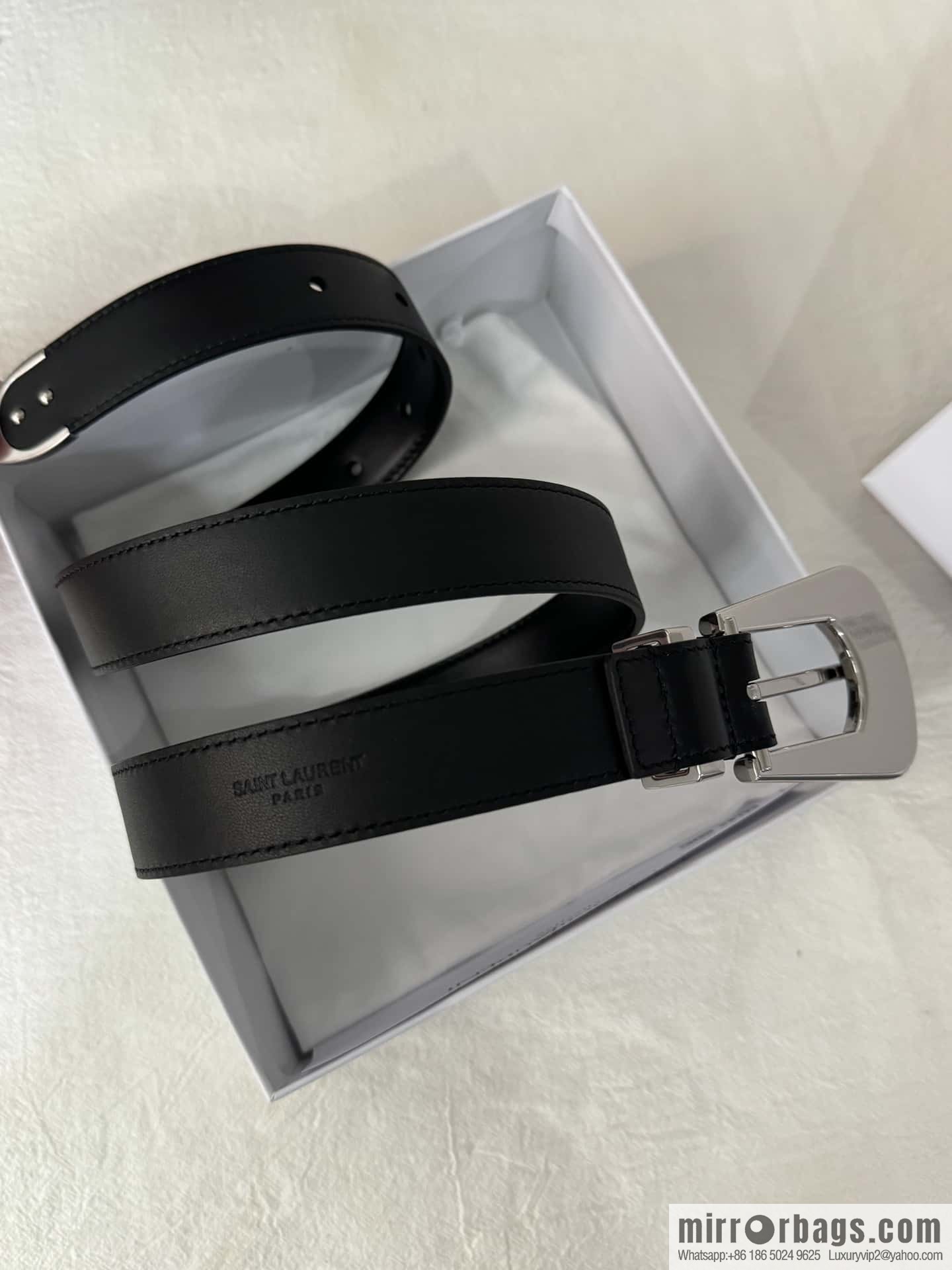 YSL's latest pin buckle triangular tail belt 2.5CM