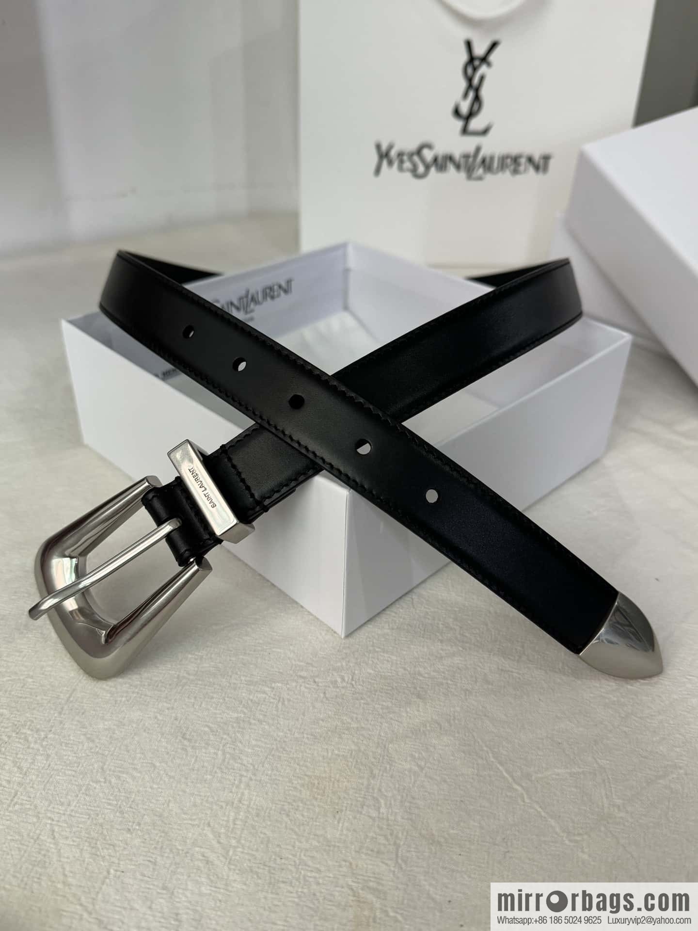 YSL's latest pin buckle triangular tail belt 2.5CM