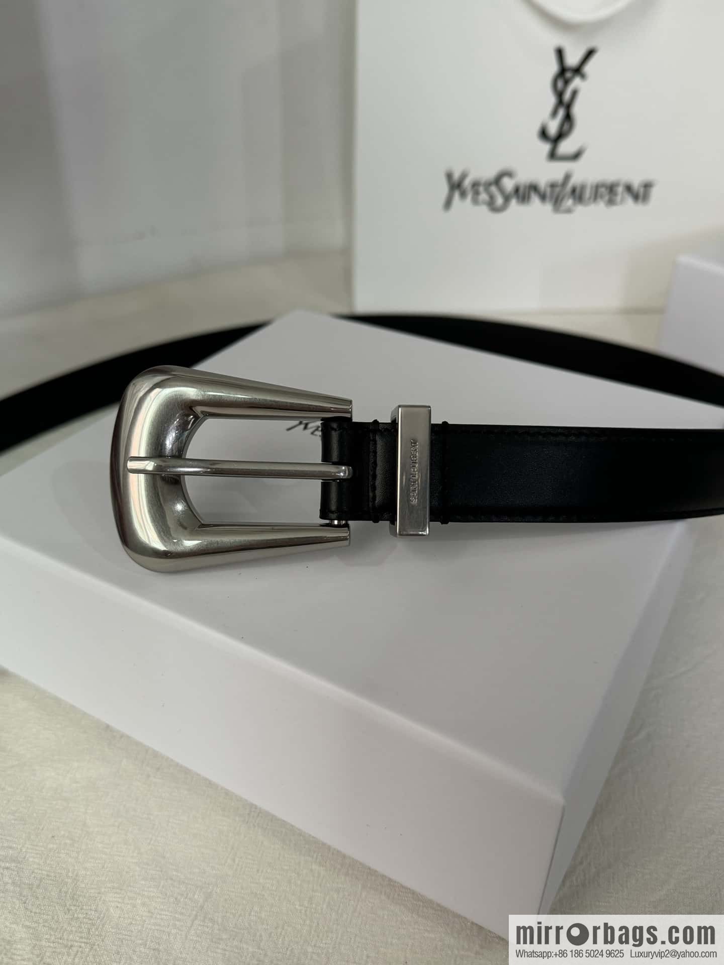 YSL's latest pin buckle triangular tail belt 2.5CM