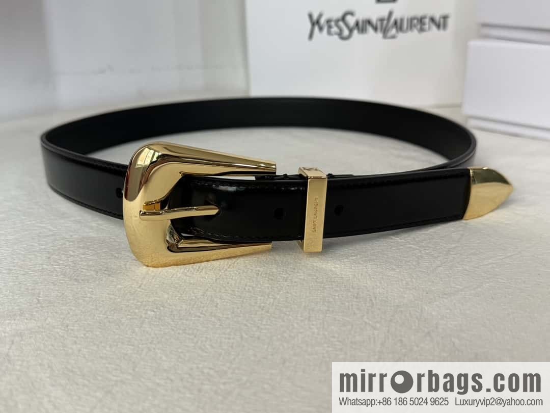 YSL's latest pin buckle triangular tail belt 2.5CM