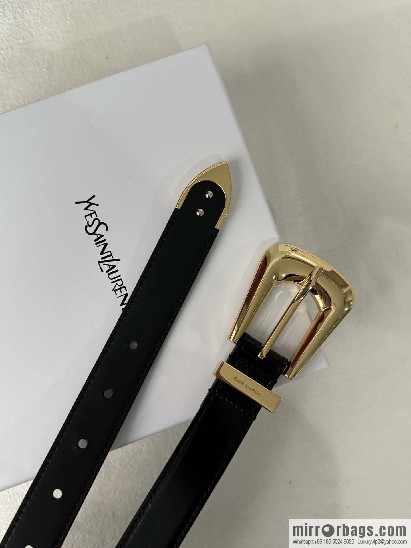 YSL's latest pin buckle triangular tail belt 2.5CM