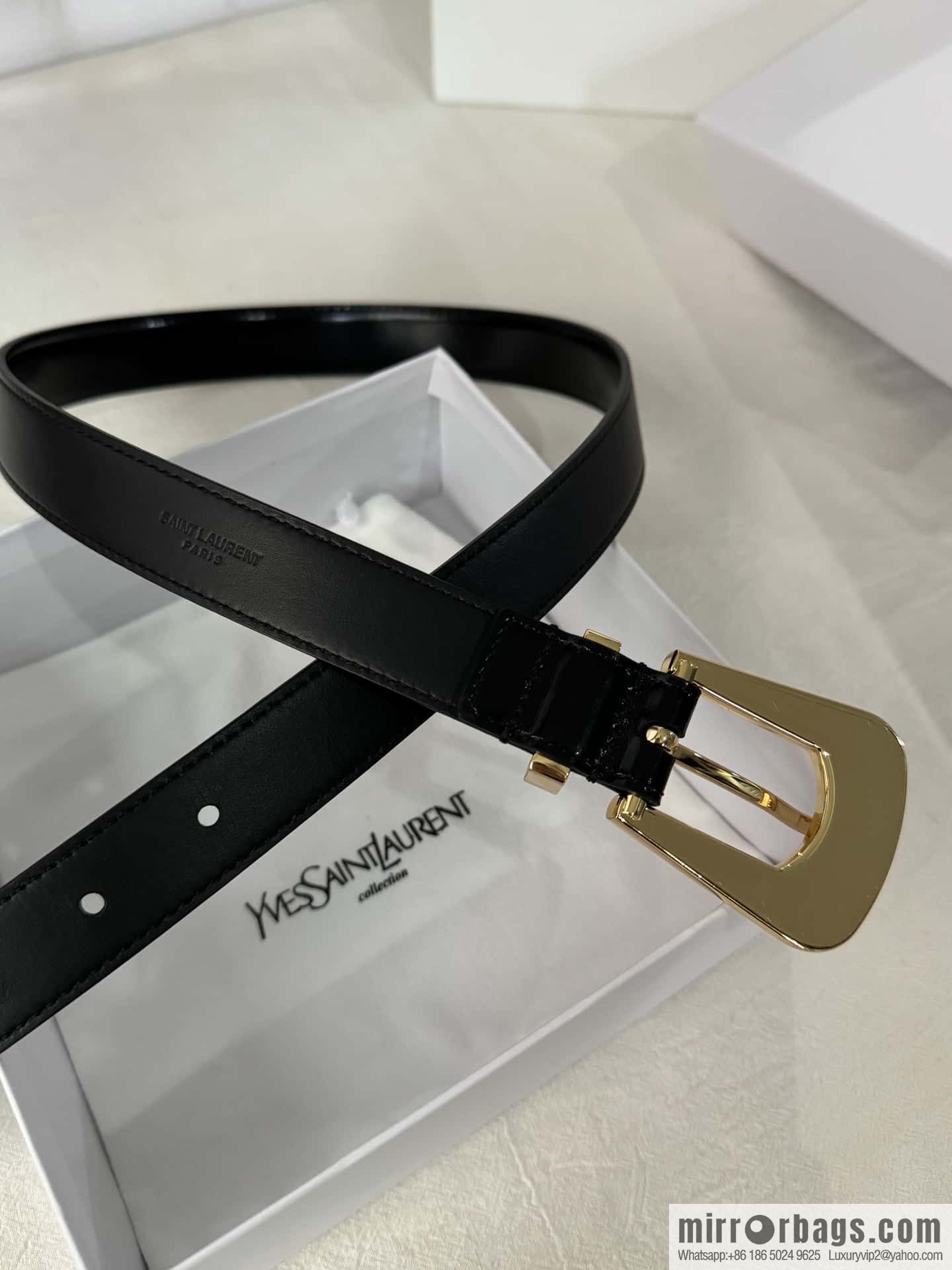YSL's latest pin buckle triangular tail belt 2.5CM