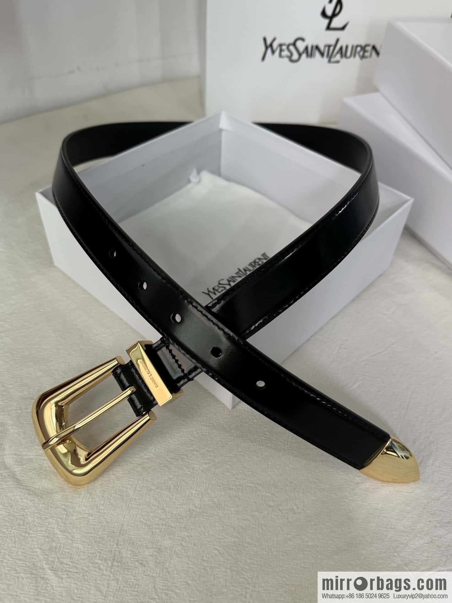 YSL's latest pin buckle triangular tail belt 2.5CM