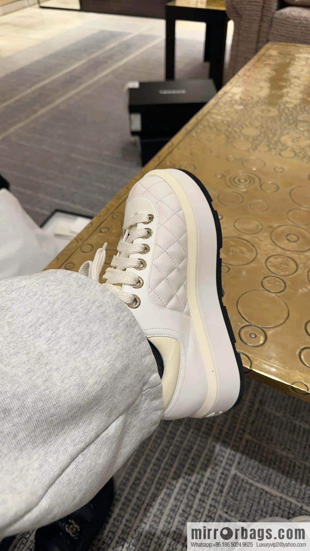 CHANEL Xiaoxiang Rhombus lambskin platform casual sneakers