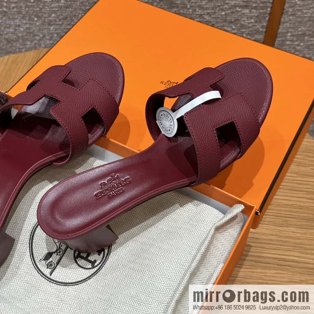Hermès 185 Oasis high-heeled sandals with cowhide palm print/Epsom Hermès Red/55/Rouge H