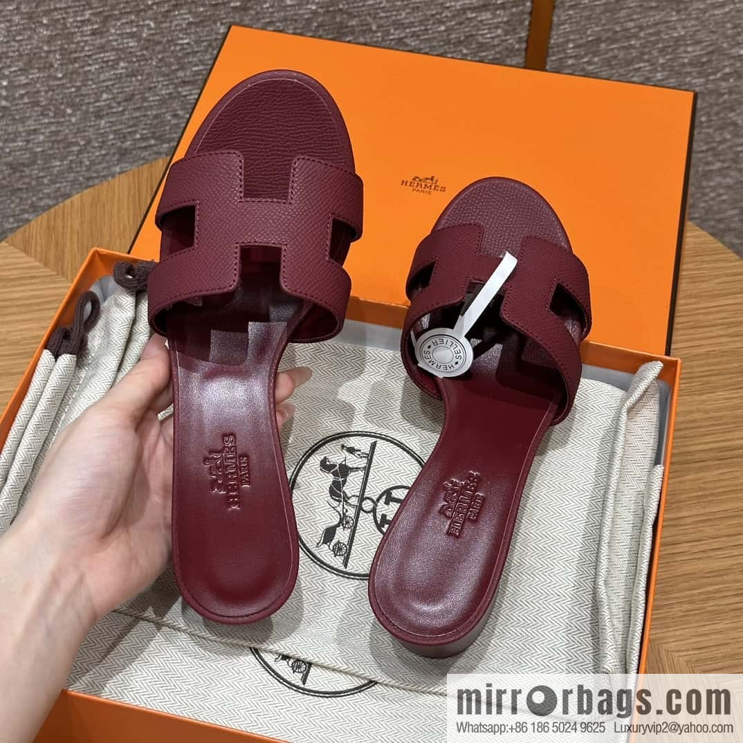 Hermès 185 Oasis high-heeled sandals with cowhide palm print/Epsom Hermès Red/55/Rouge H