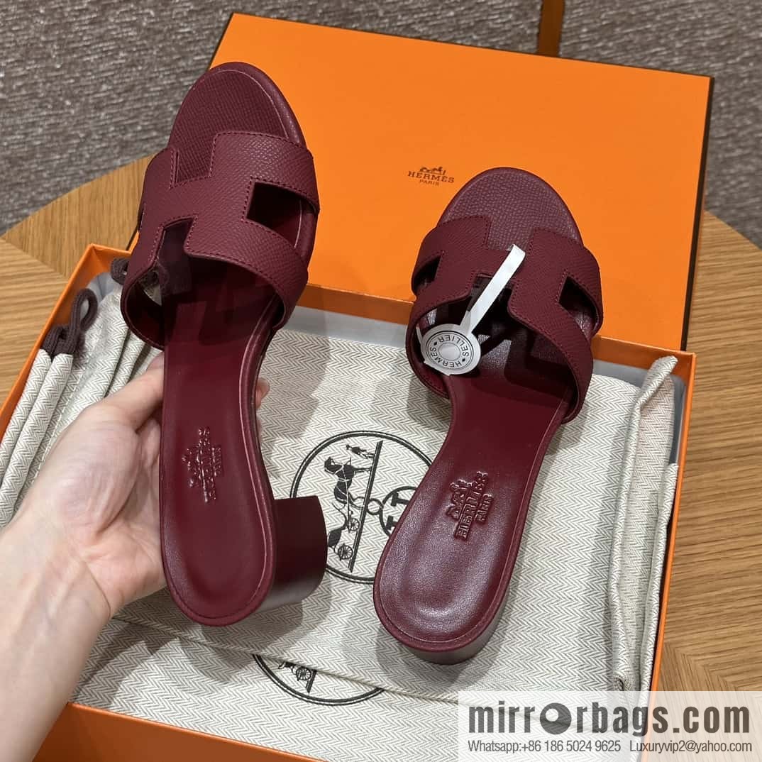 Hermès 185 Oasis high-heeled sandals with cowhide palm print/Epsom Hermès Red/55/Rouge H