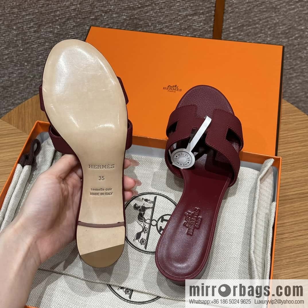 Hermès 185 Oasis high-heeled sandals with cowhide palm print/Epsom Hermès Red/55/Rouge H