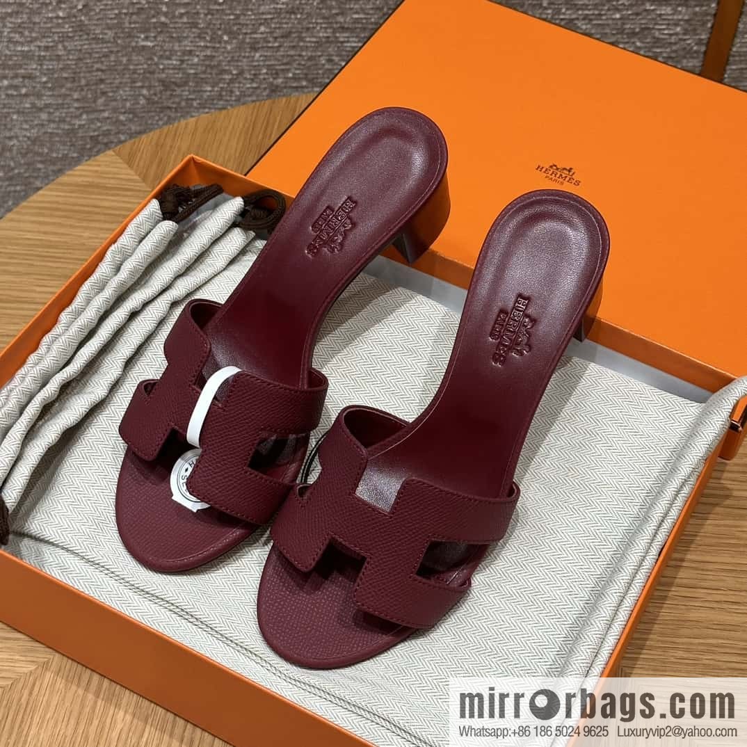 Hermès 185 Oasis high-heeled sandals with cowhide palm print/Epsom Hermès Red/55/Rouge H