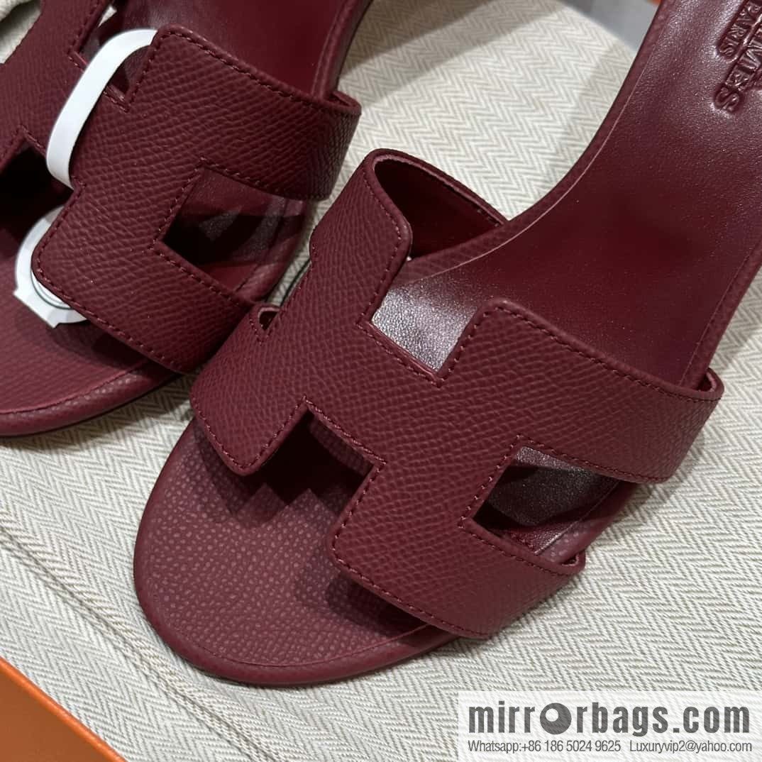 Hermès 185 Oasis high-heeled sandals with cowhide palm print/Epsom Hermès Red/55/Rouge H