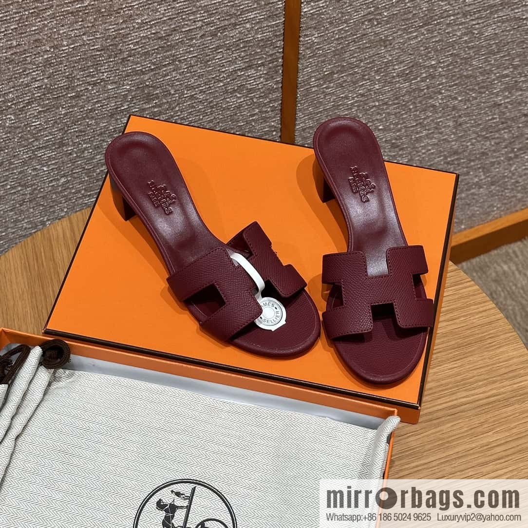 Hermès 185 Oasis high-heeled sandals with cowhide palm print/Epsom Hermès Red/55/Rouge H